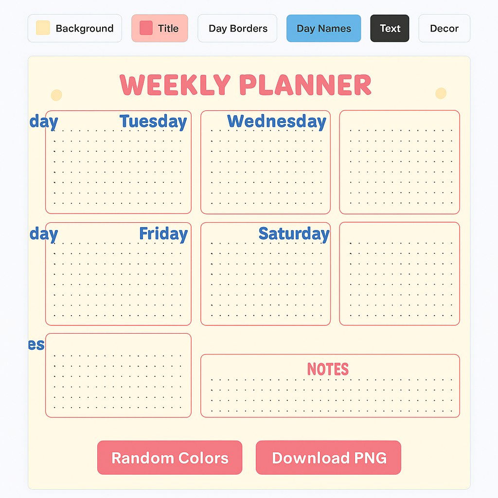 Kids Weekly Planner Tool